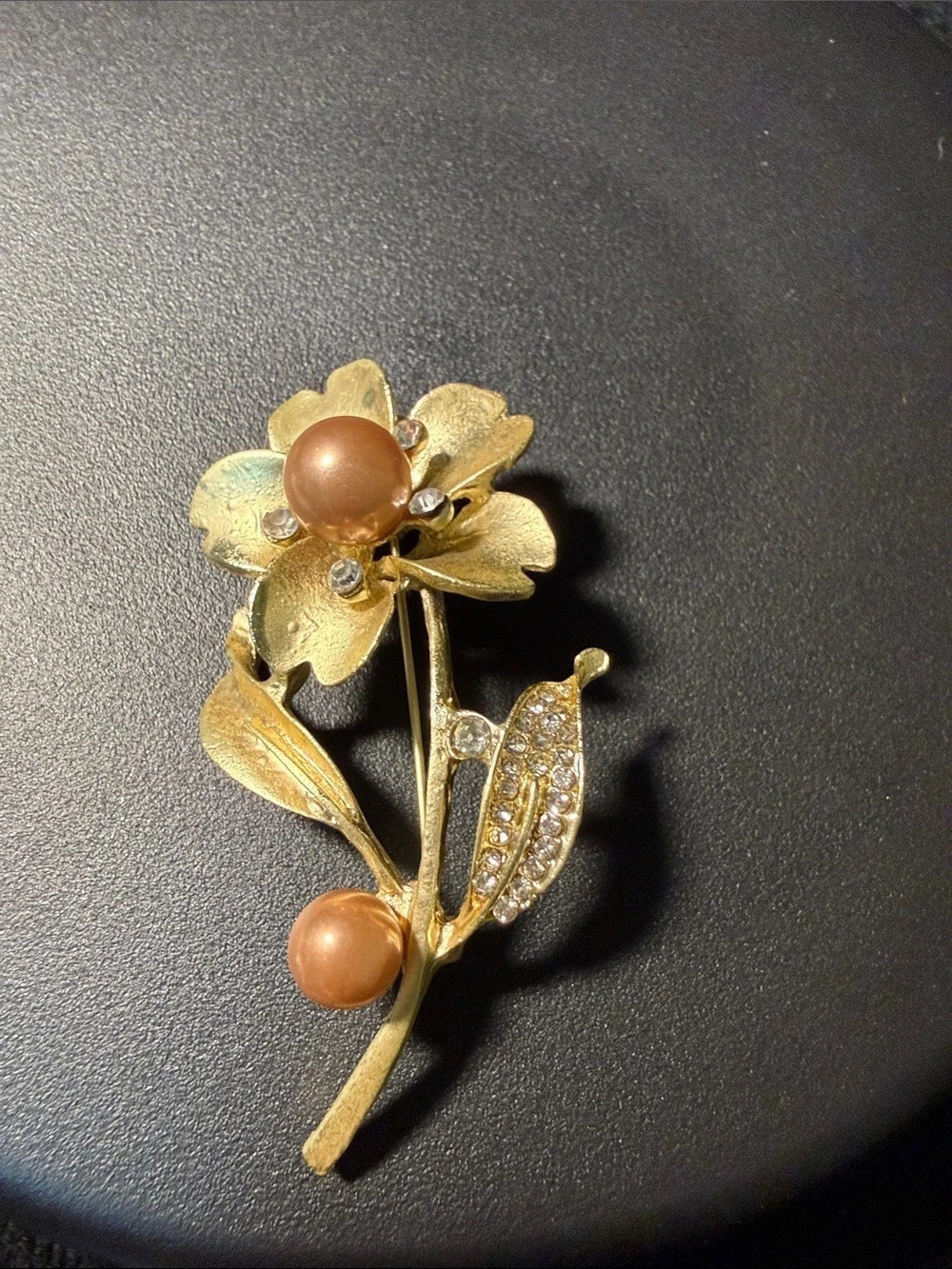 Floral Brooch in Gold & Brown